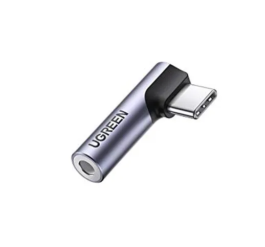 UGREEN Adattatore USB C 90 Gradi a Jack Audio 3,5 mm, Connettore Jack USB Tipo C Compatibi...