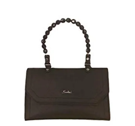 Sodini BAGS, BORSA PICCOLA ECOPELLE NERA MANICO IN PERLE