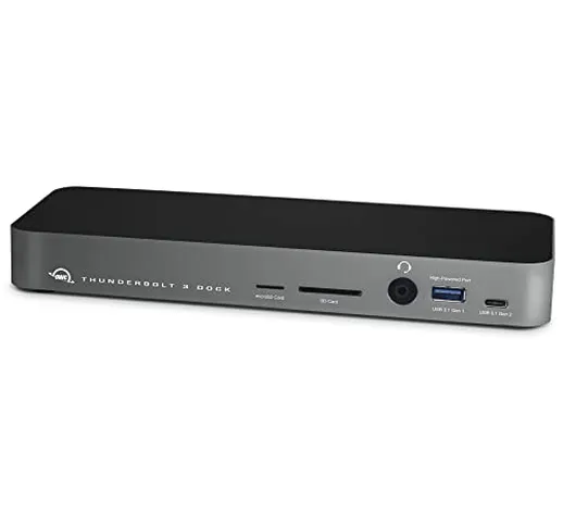 OWC Dock Thunderbolt 3 a 14 porte con cavo, compatibile con PC Windows e Mac, grigio sider...