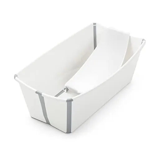 Stokke Flexi Bath Pack, Bianco - Vaschetta pieghevole + Supporto per neonati - Durevole e...