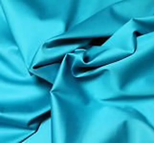 Tessuto Abbigliamento Rasatella Raso Cotone Elastico Turchese Celeste 1x 1.50 mt