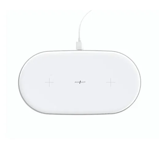 MiniBatt powerair – Base di ricarica wireless Qi per 2 dispositivi, 15 W, colore: bianco