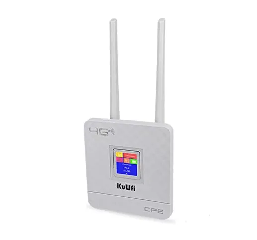 KuWFi Router Con Sim, 4G LTE CPE Router Cat4 150Mbps, Wireless fino a 300Mbps Modem WiFi 4...