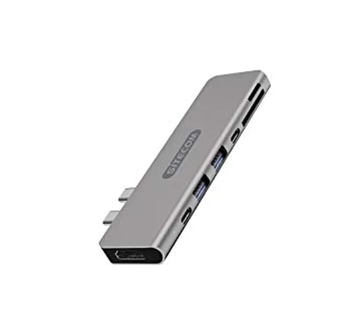 Sitecom CN-391 Adattatore multiporta Dual USB-C per MacBook Pro - 2x USB-C to 1x HDMI + 2x...