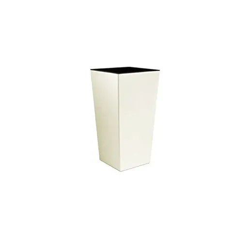 Vaso per piante Urbi Square 4 Lt con inserto, altezza 26,5 cm colore: crema