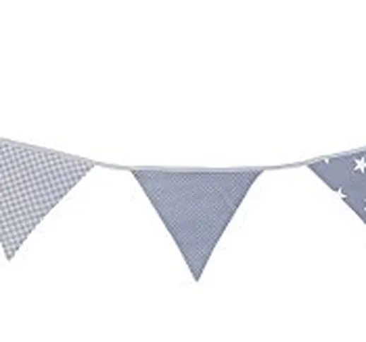 Bandierine ULLENBOOM ® stelle grigie (ghirlanda di stoffa: 1,90 m, 5 bandierine, decorazio...