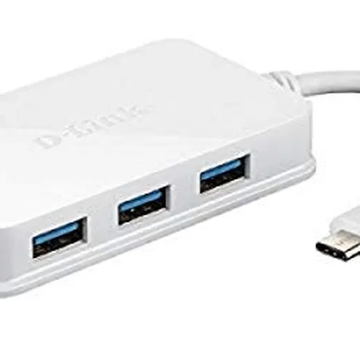 D-Link DUB-H410 Hub a 4 Porte, USB 3.0, per Trasferimento Dati, USB-C, 4 in 1