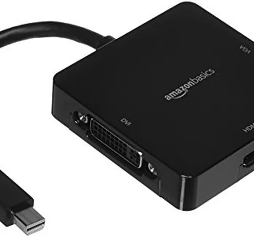 AmazonBasics - Adattatore da Mini DisplayPort a HDMI/DVI/VGA, Nero