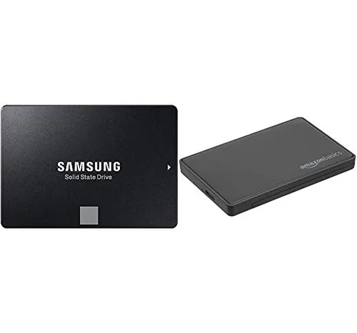 Samsung Memorie MZ-76E1T0 860 EVO SSD Interno da 1 TB, SATA, 2.5" & AmazonBasics - Alloggi...