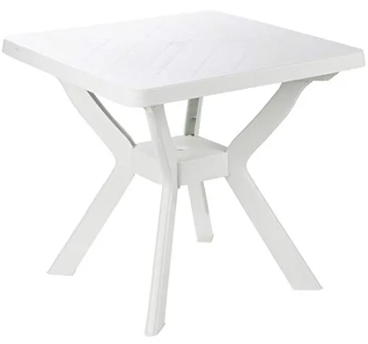 Tavolo tavolino Quadrato in Resina di plastica Bianco per Esterno Giardino Bar Campeggio B...