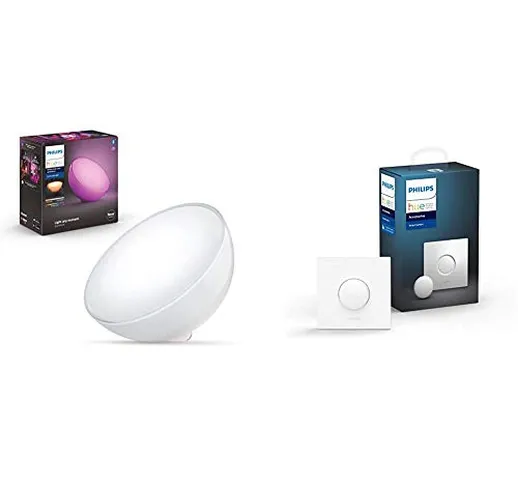 Philips Hue Go, Lampada Portatile Connessa, 520 lm, Bluetooth (2019) + Smart Button Teleco...