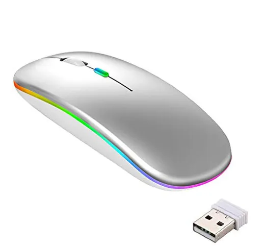 GeekerChip Mouse Bluetooth Ricaricabile,Mouse Wireless Silenzioso,Mouse Senza Fili a Due M...