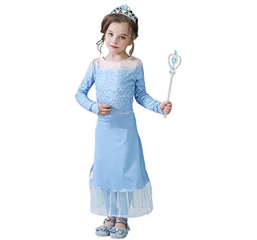 Vicloon Elsa Frozen Costume, Abito Frozen Bambina Elsa Vestito Frozen Bambina da Pantaloni...