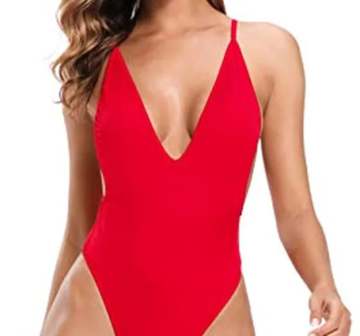 SHEKINI Costumi da Bagno Donna Un Pezzo Bikini Perizoma Tracolla Regolabile Taglio Alto Mo...