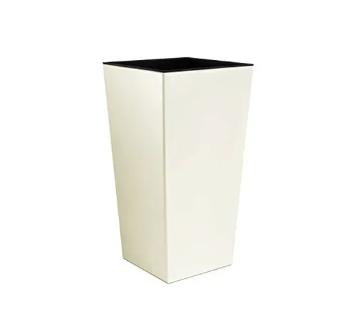 Vaso per piante Urbi Square 16,3 Lt con inserto, altezza 42 cm colore: crema