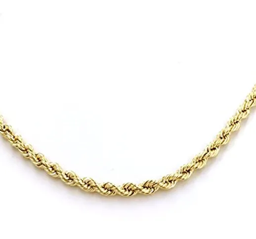 Collana unisex in oro giallo 18 carati/750, forma a corda, 2,50 mm di larghezza, lunghezza...