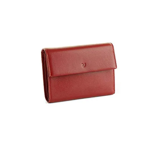 Roncato Pascal portafoglio donna con patta, rosso in Vera Pelle, misura: 14 x 11 x 3
