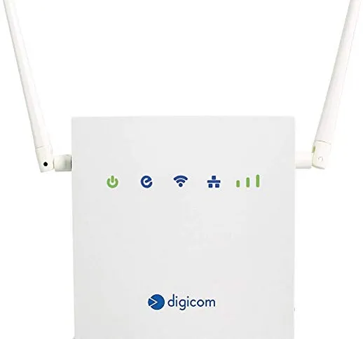 Digicom 4G LiteRoute - Router LTE Cat4, 150Mbps download e 50Mbps Upload 4G, 2 Porte LAN 1...