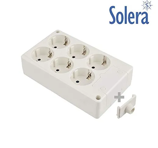 Solera 8106-bipolare Base di 6 prese, con T T 16A/laterale 250 V. materiale LH, bianco.