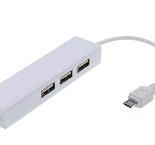 DigitCont - Adattatore Micro USB LAN Ethernet RJ45 di seconda generazione con 3 porte USB,...