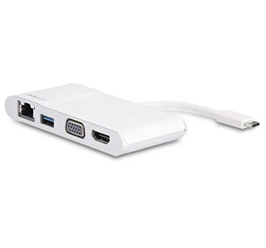 STARTECH.COM Adatattore Multiporta per Portatili USB-C, HDMI 4K O Vga, Gbe, USB 3.0, Bianc...