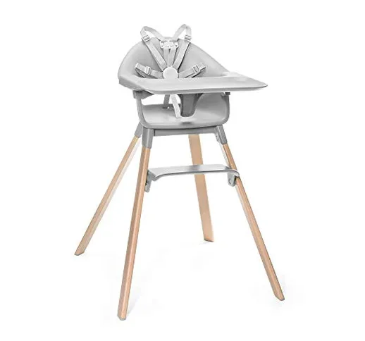 STOKKE® Clikk™│Seggiolone portatile con gambe in legno, vassoio e cintura di sicurezza│Sed...