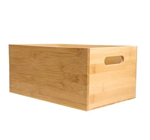 Scatola in bambù 30 x 20 x 14 cm, scatola di legno con maniglia, scatola di legno e scatol...