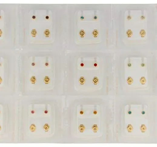 24 orecchini (12 paia) in acciaio chirurgico placcato oro con 12 colori, con cosmetico per...