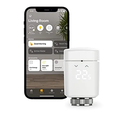 Eve Thermo - Valvola Termostatica Intelligente con Display a LED, Controllo Automatico del...