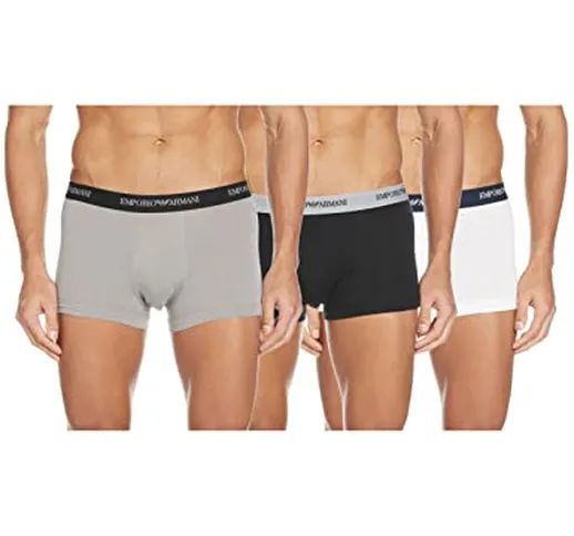 Emporio Armani Uomo 3-Pack Trunk Essential Core Logoband Boxer, Bianco Nero Grigio, XXL