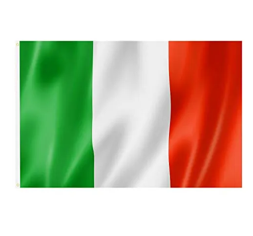 Grande bandiera italiana con anelli 90 x 150 cm, stendardo da appendere per la Coppa del M...