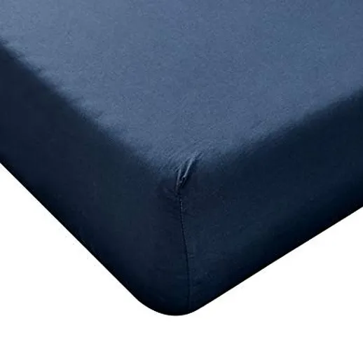 Lenzuolo Singolo con Angoli 90 x 200 cm Blu, Materiale 100% Puro Cotone, Lenzuola Letto Si...