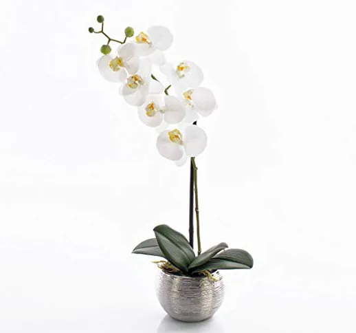 artplants.de Orchidea phalaenopsis Artificiale Emilia, Bianco, in Vaso, 50cm - Orchidea Fi...