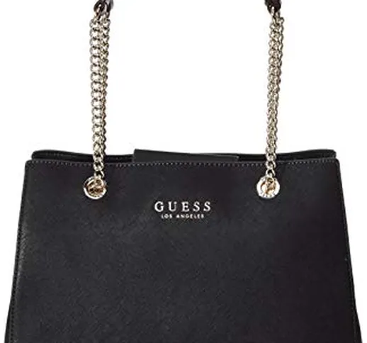 Guess Robyn Girlfriend Satchel, Borsa a mano Donna, Nero (Black), 12x22x32 cm (W x H x L)