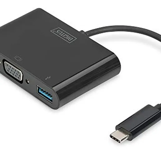 Digitus DA-70854 cavo e adattatore video 0,15 m USB C USB C + USB A + VGA Nero