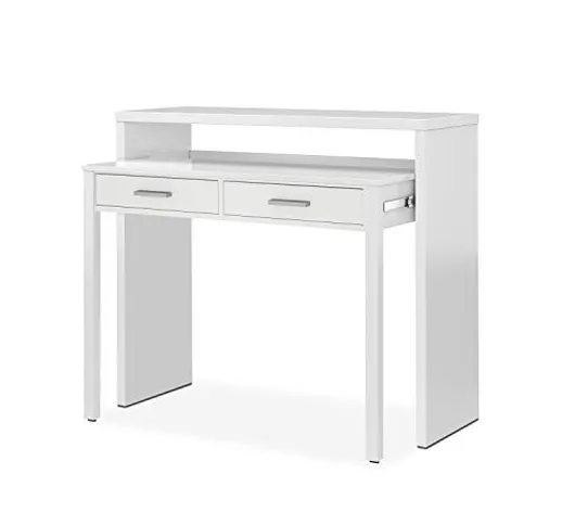 Habitdesign 004582BO - Tavolo da scrivania allungabile, Artik bianco, 98,5 x 87,5 x 36-70...