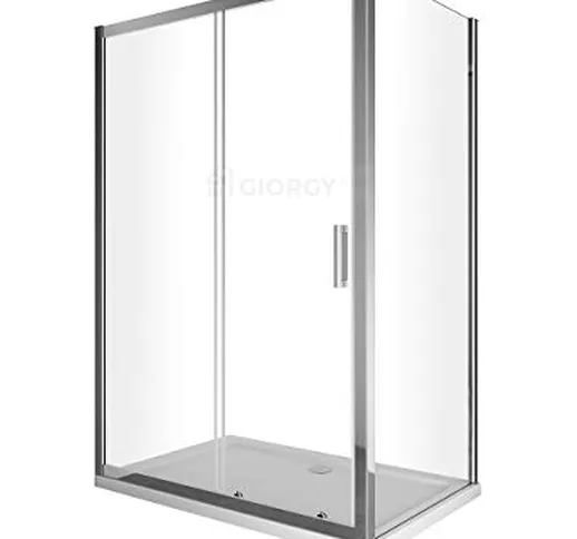 BOX CABINA DOCCIA 2 LATI CRISTALLO FISSO 70 75 80 90 CM + PORTA SCORREVOLE 100 110 120 130...