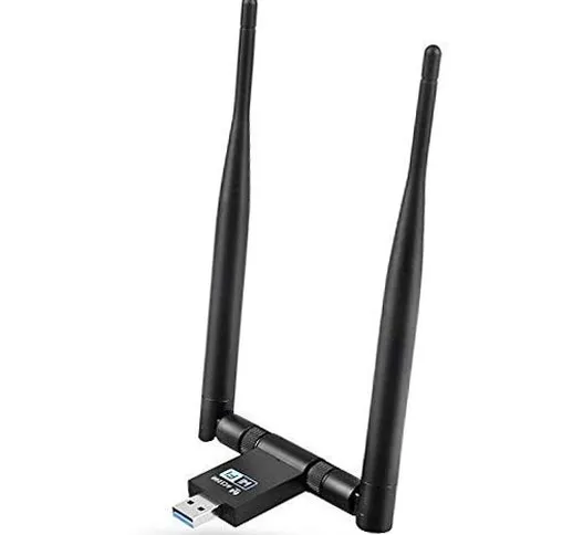 YWSS Adattatore Antenna WiFi USB, Chiavetta con Dual Band Staccabile 5dBi Antenna, 300Mbps...