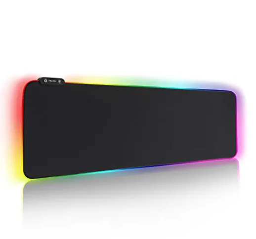 Tappetino Mouse Gaming, Reawul RGB Grande Mouse Pad 14 Effetti Luce 800x300mm Superficie E...