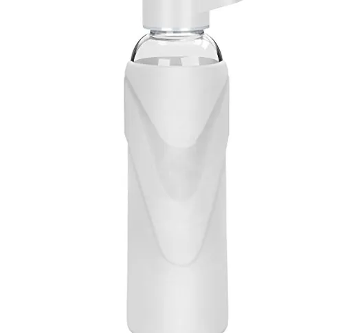 Justfwater Bottiglia di Acqua in Vetro Borosilicato Con Custodia in Silicone 420 ml