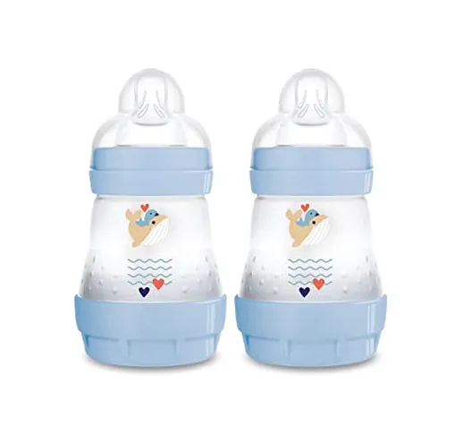 MAM Easy Start Anti-Colic - Set di 2 biberon da 160 ml, con innovativa valvola a fondo con...