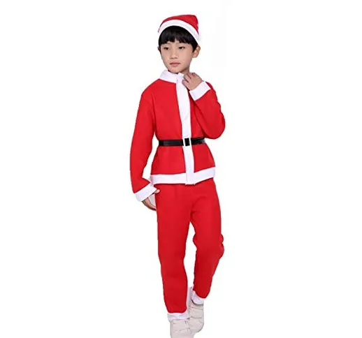 Babbo Natale vestiti Costume e babbo Natale deluxe, rosso, con giacca, pantaloni, cintura,...