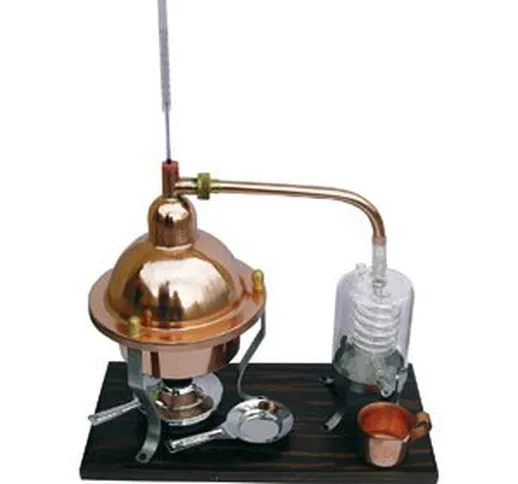 Distillatore alambicco da 1 litri in rame e vetro con raffreddamento a serpentina, termome...