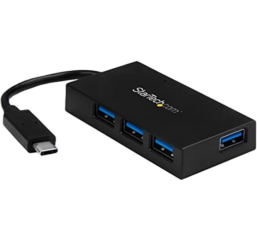 StarTech.com Hub USB 3.0 a 4 Porte, Perno e con Centratore USB-C a 4X USB-A, Adatattore di...