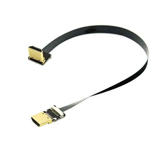 Cablecc FPV - Cavo piatto HDMI maschio a basso angolato, 90 gradi, HDMI maschio, HDTV FPC,...
