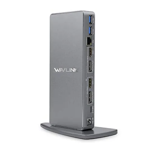 WAVLINK Docking Station in Alluminio USB 3.0 / USB C Ultra 5K Supporta Doppie uscite Video...