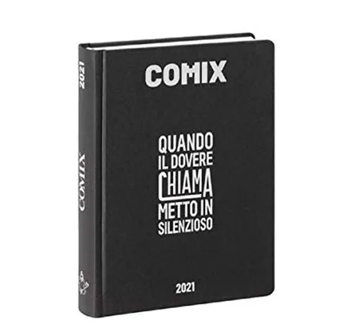 Diario Agenda Scuola Comix Nero Argento 2020/2021 Datato 16 Mesi Mini 16x11 cm + Penna Col...