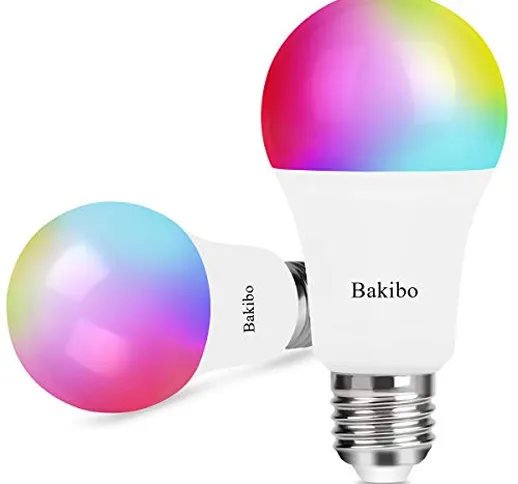 bakibo Lampadina Wifi Intelligente Led Smart Dimmerabile 9W 1000Lm, E27 Multicolore Lampad...