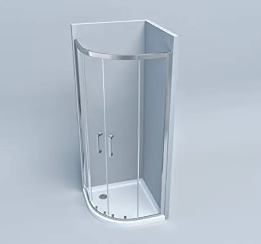Box doccia cabina angolare tonda semicircolare in cristallo altezza 190 (80x80)