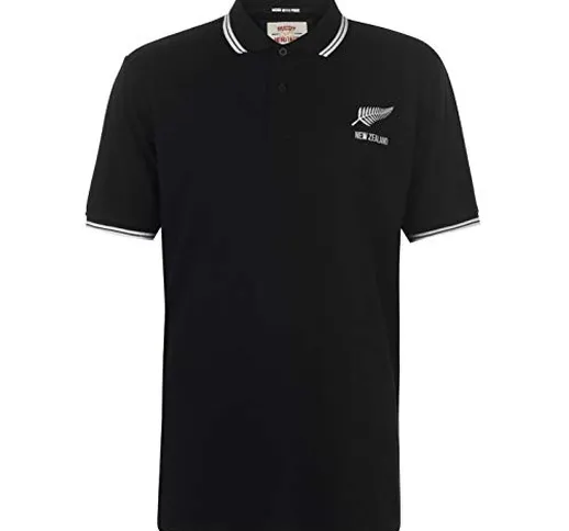 New Zealand All Blacks - Polo da rugby, da uomo, taglia S, colore: nero - Nero - S
